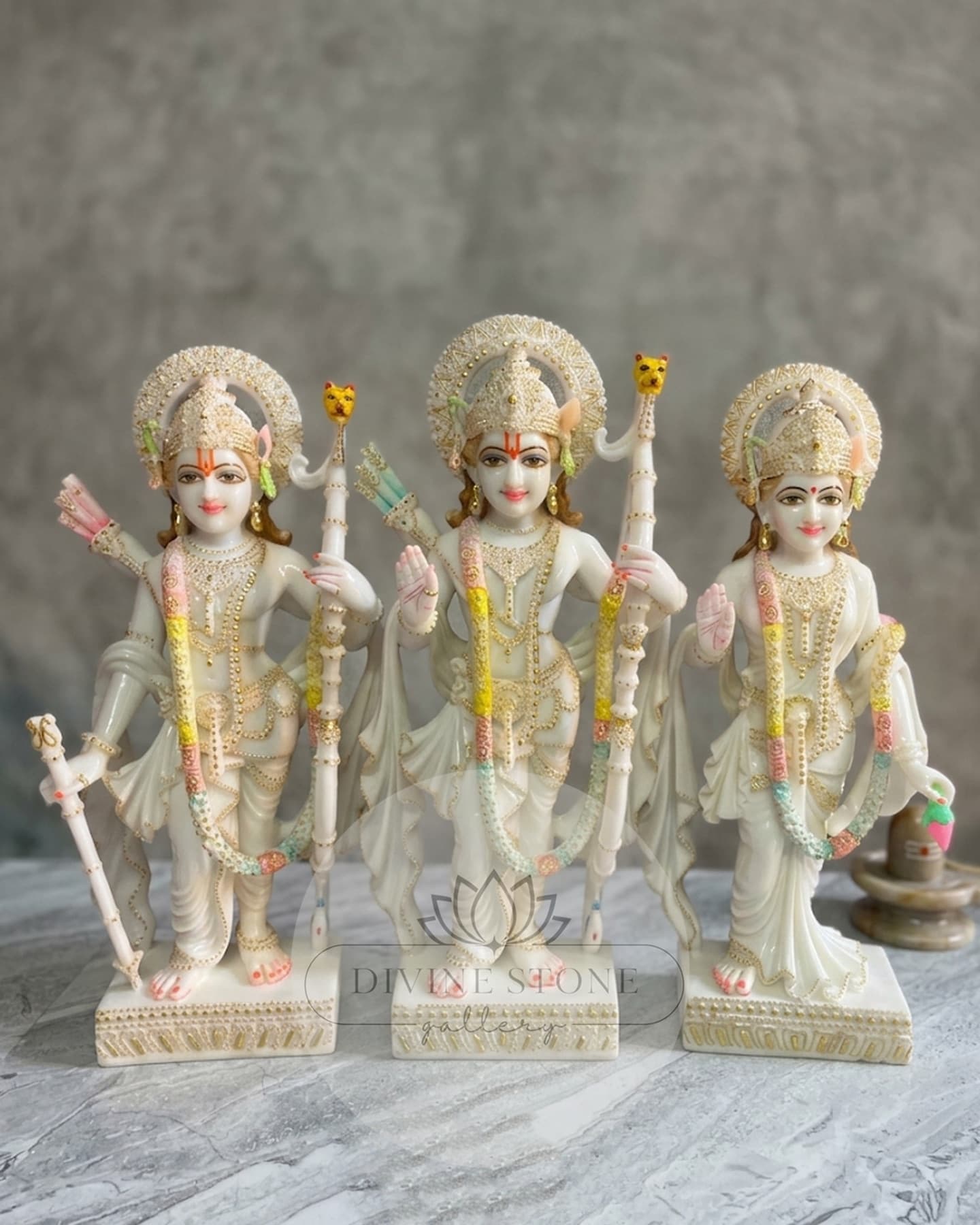 Complete 24-inch Ram Darbar marble moorti set